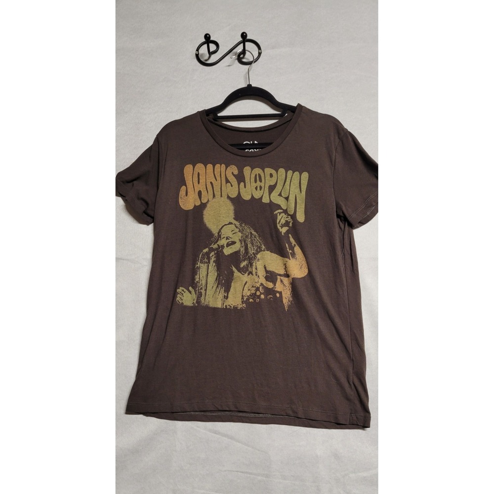 Brown With Jamis Joplin Print SS Rock Tshirt Size L